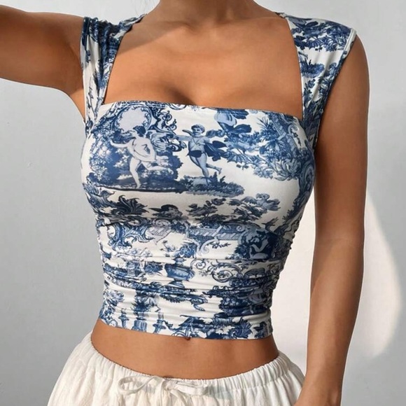 EZwear Printed Knitted Sleeveless Tight Fit Women's Tank Top - Picture 4 of 4